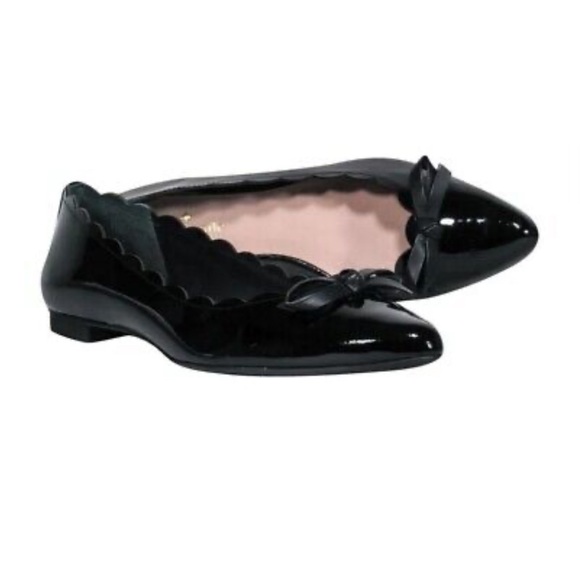 Kate Spade Eleni Flex Scalloped Ballerina Flat Patent Leather Black US 8 M - Picture 2 of 5